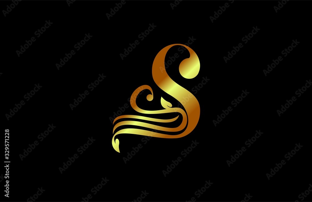 Fototapeta premium capital letter S monogram golden flourishes logotype