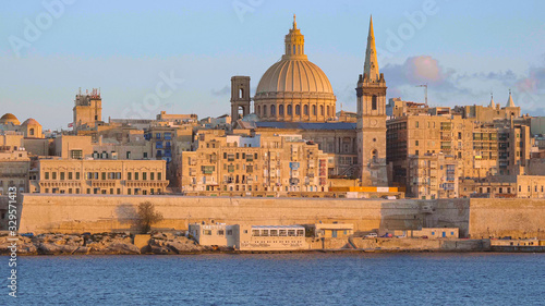 Typical and famous skyline of Valletta - the capital city of Malta - travel photography