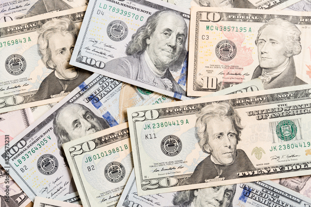 US Dollar bills. one hundred dollar bills background. Top view of business concept on background with copy space US Dollar bills. one hundred dollar bills background. Top view of business concept on background with copy space