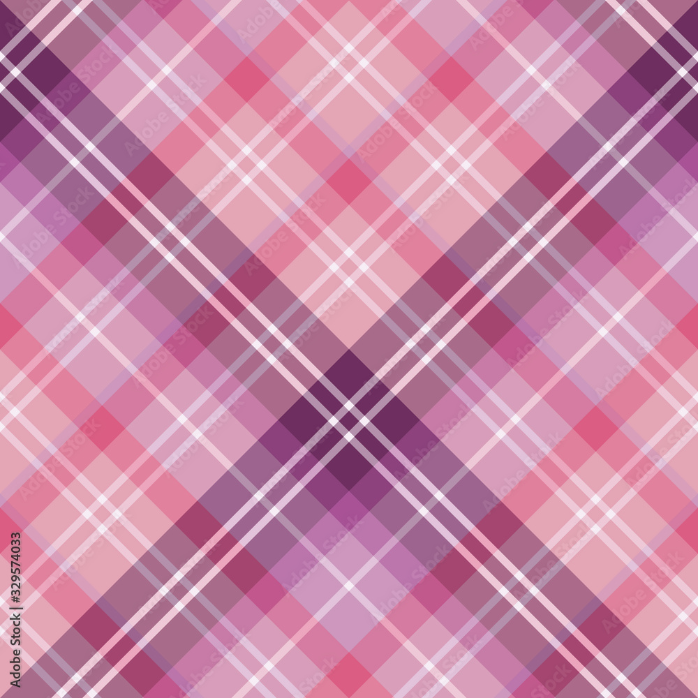 Seamless pattern in great pink, white, light and dark violet  colors for plaid, fabric, textile, clothes, tablecloth and other things. Vector image. 2