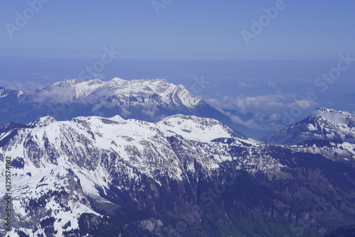 High-angle shot of snow-capped mountains  panorama of winter scenery © Wheat field