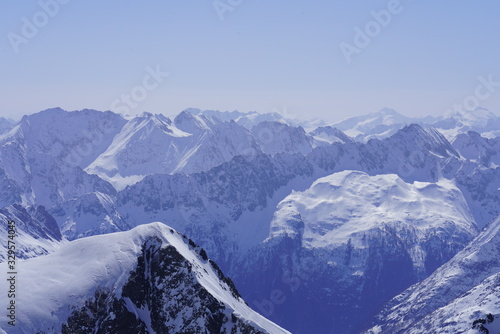 Snow-capped mountain scenery in winter