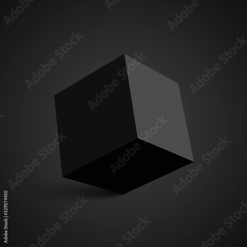 Black cube. Box.