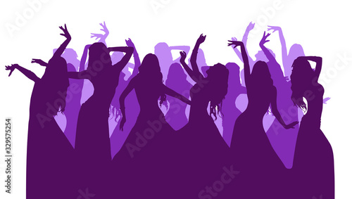 Vector silhouettes of a dancing girl. Eastern dance. A woman dressed in a long skirt is dancing