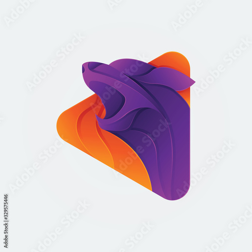 Gradient Purple Wolf Triangle Illustration Vector Template