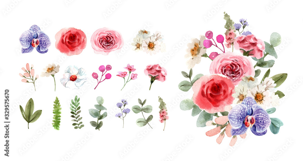 set floral rose