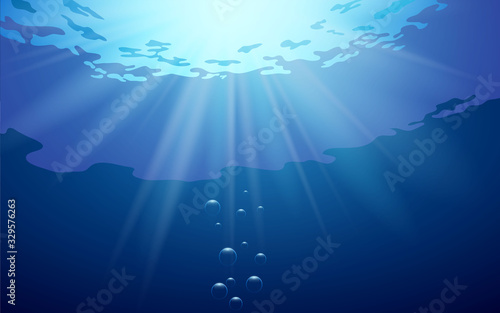 beautiful sunlight at under water in the ocean