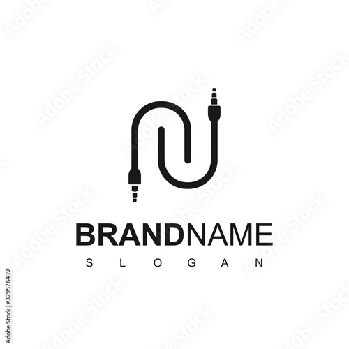 Letter N, Audio Jack Logo Design For Electrical or Sound System Company