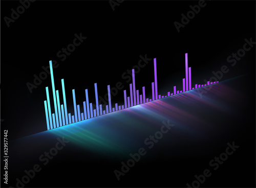 Neon glowing music track sound wave. Modern styled musical vector illustration. Template for video cover or poster or any music themed usage.