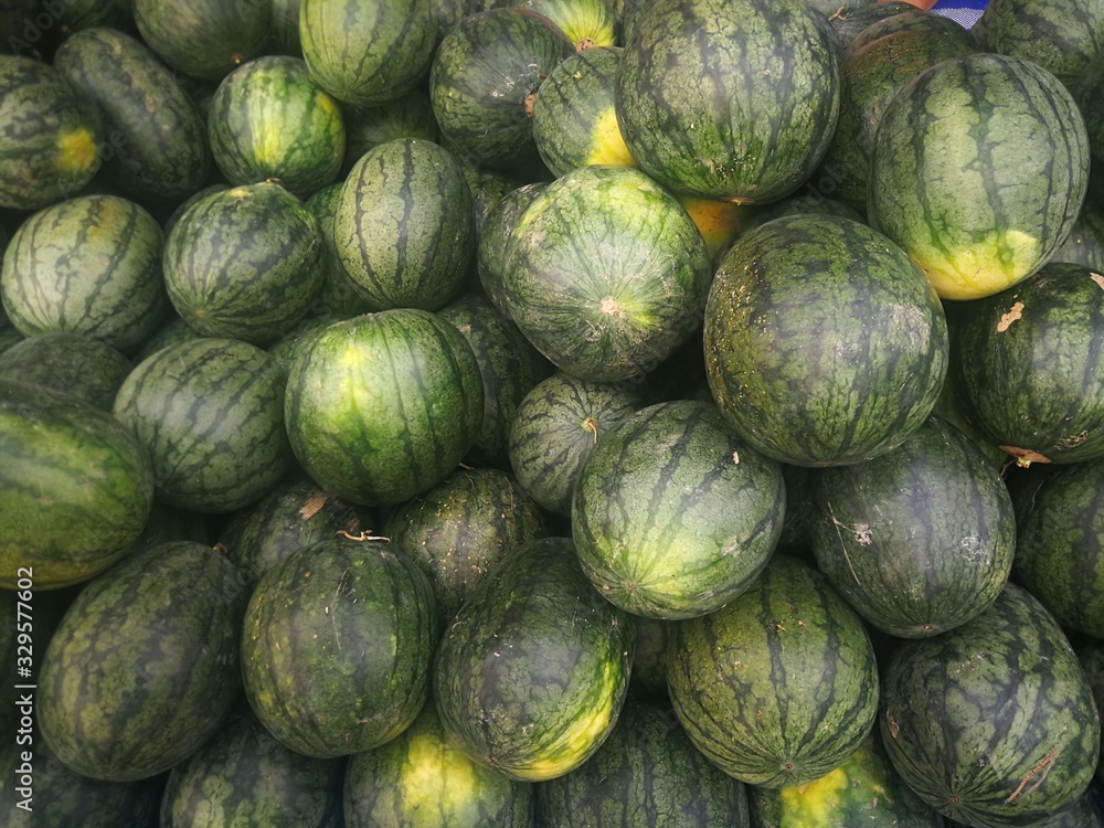 Close up watermelon on market in Thailand. Close up watermelon on market in Thailand.