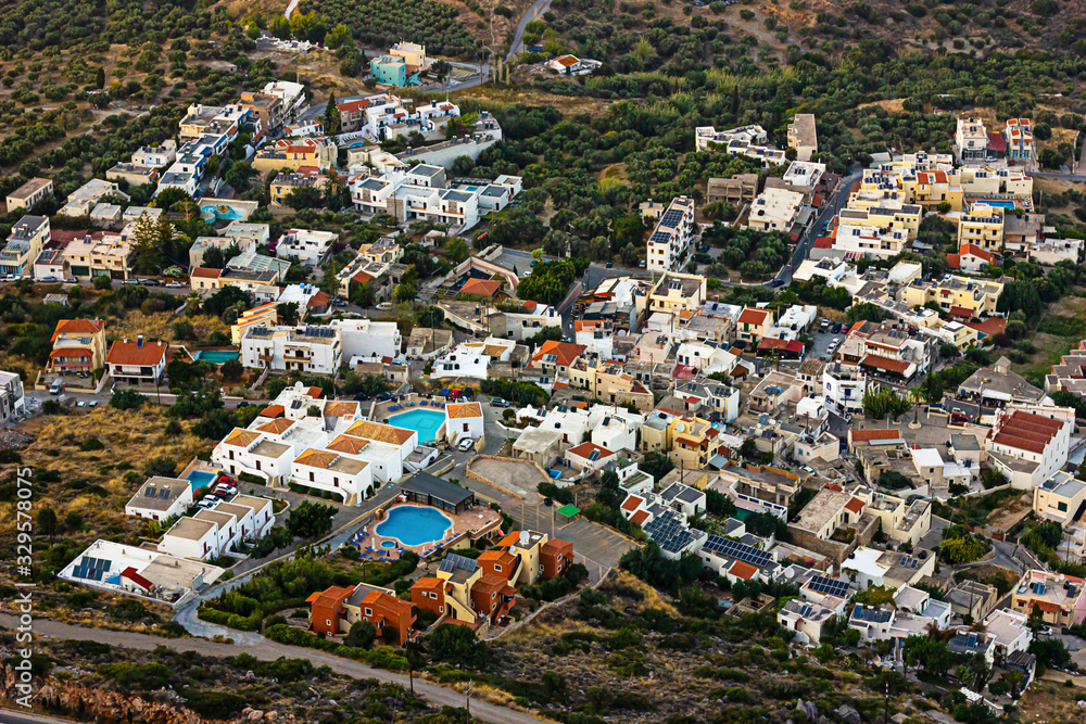 city with many houses aerial view grece