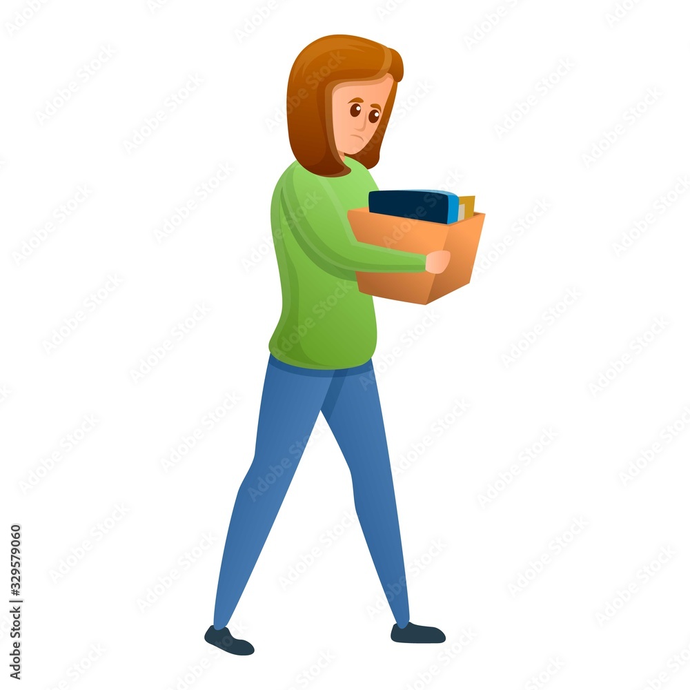 Sad unemployed woman icon. Cartoon of sad unemployed woman vector icon for web design isolated on white background Sad unemployed woman icon. Cartoon of sad unemployed woman vector icon for web design isolated on white background