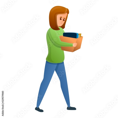 Sad unemployed woman icon. Cartoon of sad unemployed woman vector icon for web design isolated on white background