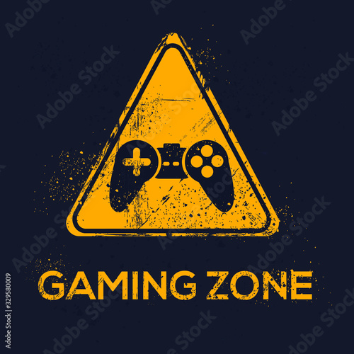  Warning sign (Gaming Zone), vector illustration.