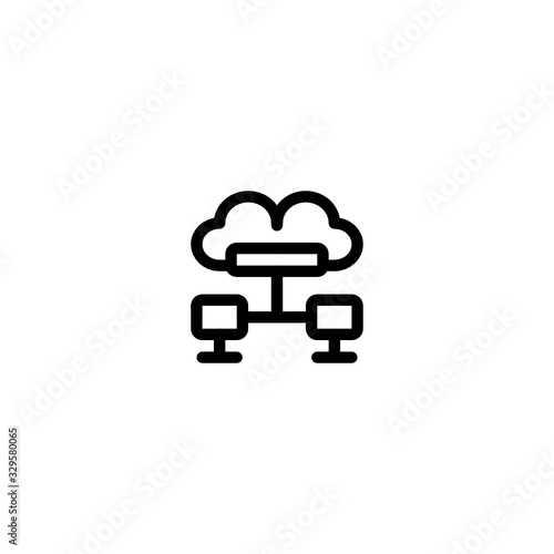 Cloud Hosting Shared Data Icon, Logo, Vector