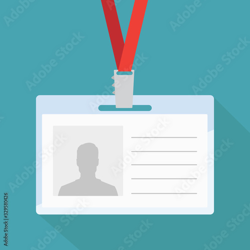 Badge template or identification card with lanyard