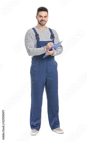 Handsome male worker with c...