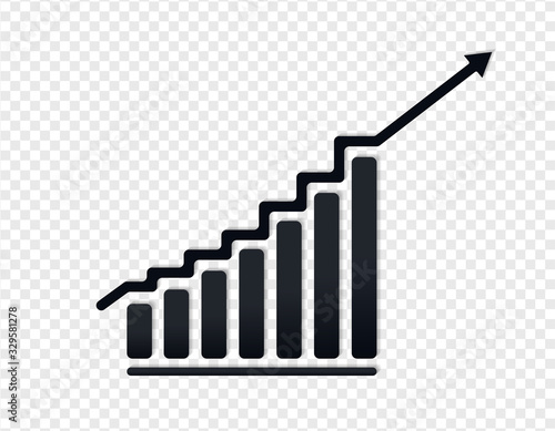 Success business symbol.Growth vector diagram with arrow going up. Vector icon . Editable EPS file.Bar Chart Vector Icon.Vector illustration