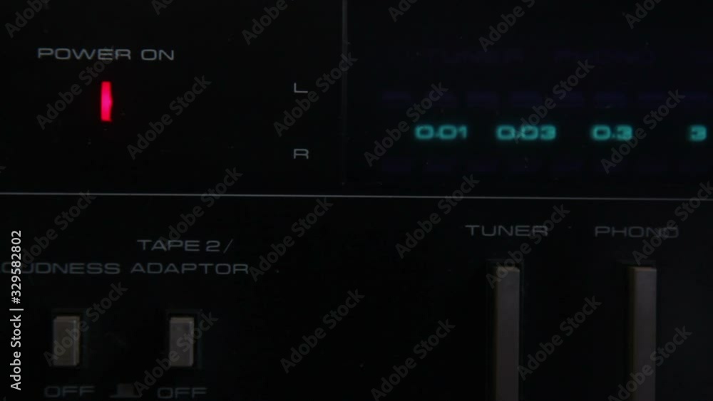 Display Of Dj Mixing Console. Sound Impulses Show A Diagram Of Sound Peaks. Power On. Display Of Dj Mixing Console. Sound Impulses Show A Diagram Of Sound Peaks. Power On.