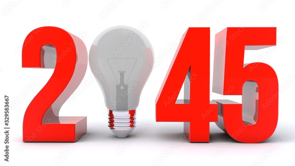 3D render of number 2045 with Light Bulb 3D render of number 2045 with Light Bulb
