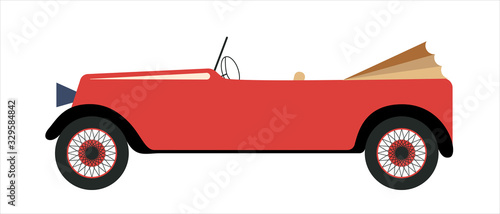 Vintage red car. Retro style illustration.