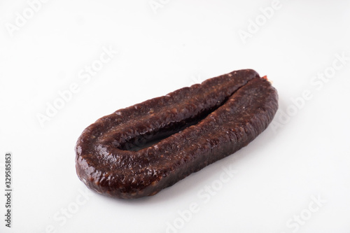 Salami sausage isolated on white.