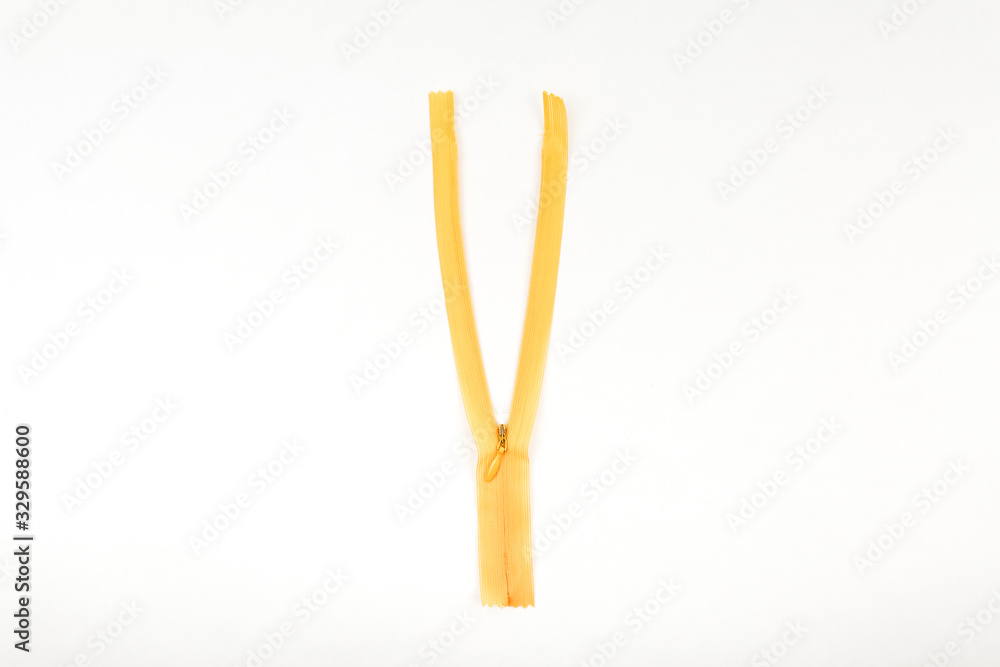 yellow zipper on white background yellow zipper on white background
