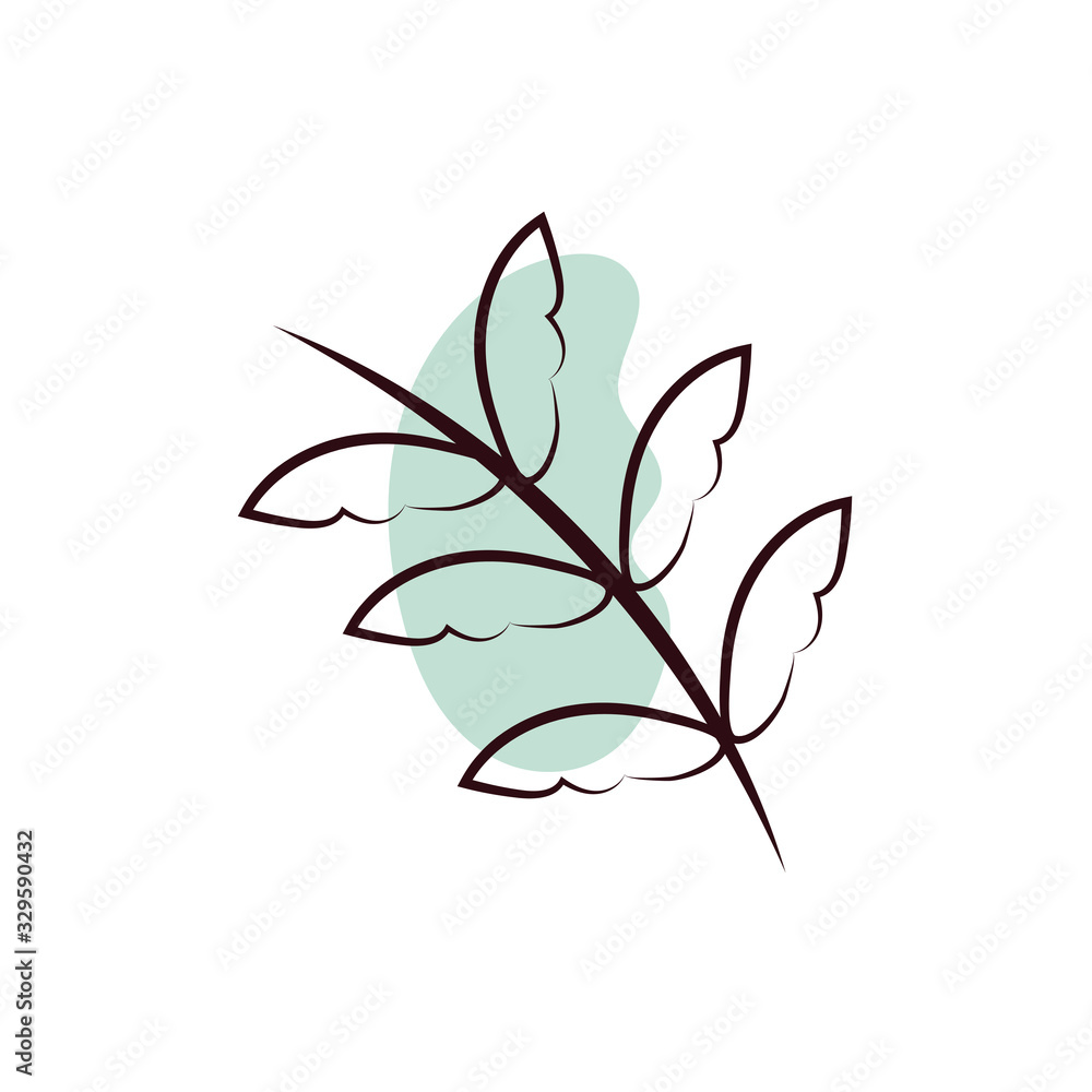 branch with leafs hand draw style