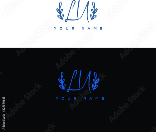 L U LU Initial letter handwriting and signature logo. photo