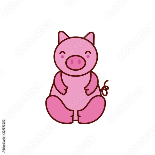 cute pig animal comic character