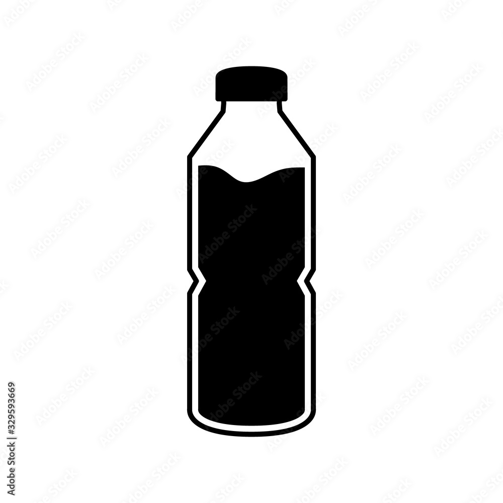 Plastic bottle vector illustration, line design icon isolated on white