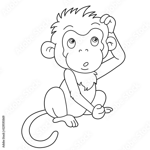 Coloring Page Outline of cartoon monkey. Animals. Coloring book for kids.