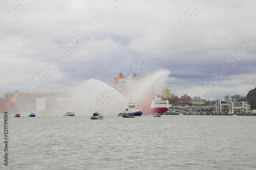 Stockholm's infamous golden bridge arriving to stockholm