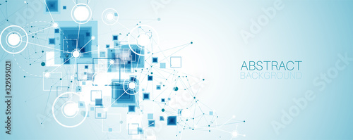 Template for science and technology presentation. Plexus style background.