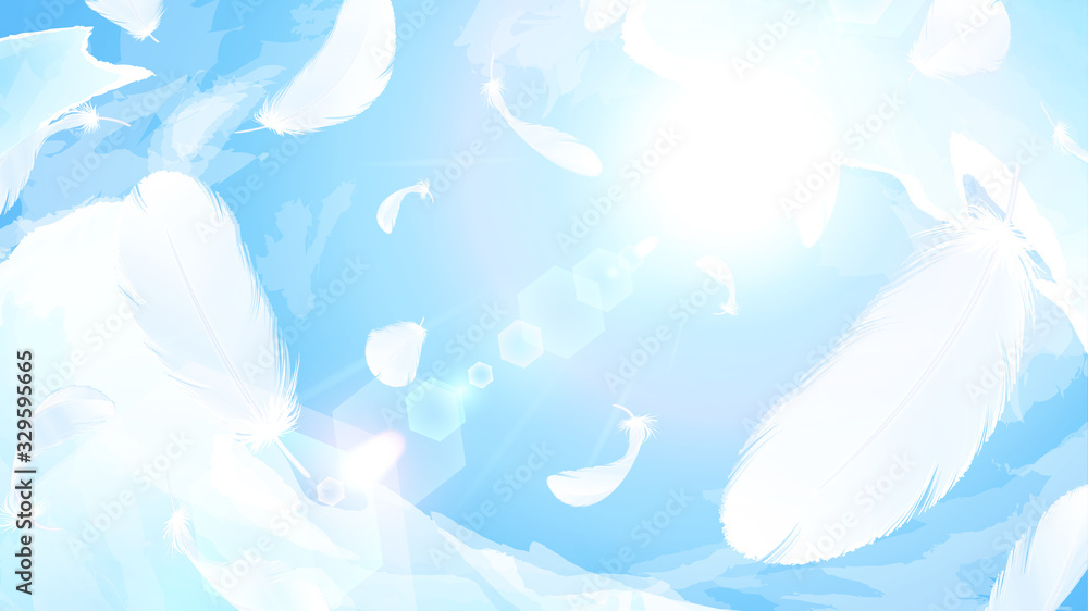 空に舞う羽根の背景イラスト 16 9 Stock Vector Adobe Stock