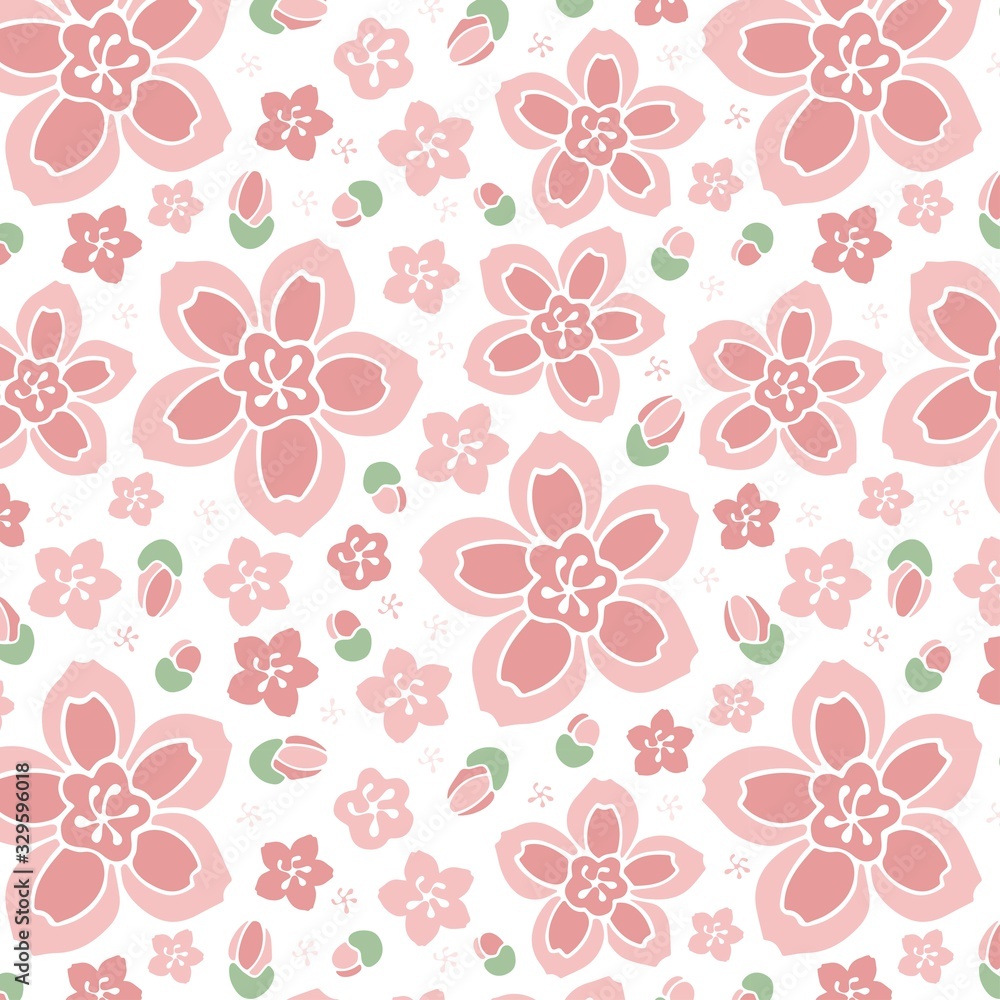 Seamless pattern with sakura blossom. Vector Illustration.