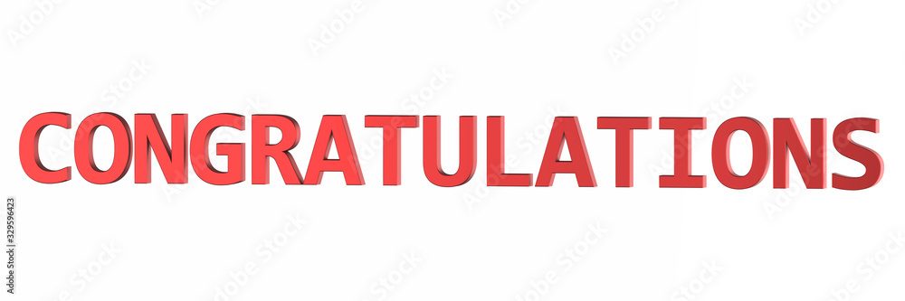 3D Rendering Red Metal Congratulations Word 3D Rendering Red Metal Congratulations Word