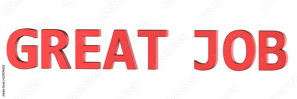 3D Rendering Red Metal Great Job Word 3D Rendering Red Metal Great Job Word