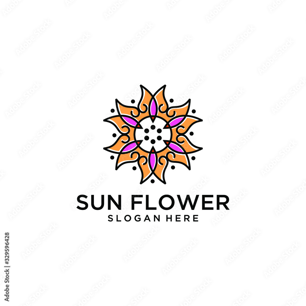 Sunflower logo design , Nature icon design vector download