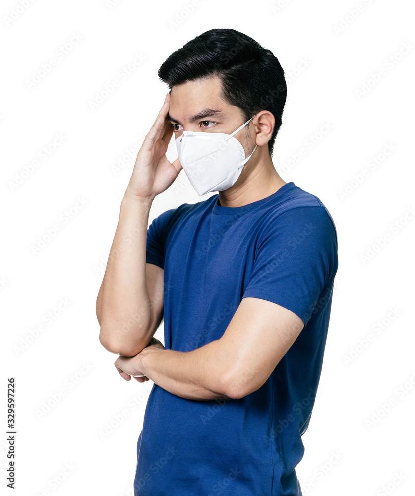 Stressful COVID-19 Coronavirus portrait handsome young asian
man wearing mask protection from covid 19 isolated on white background in studio. Asian man people. COVID-19 concept. Stressful COVID-19 Coronavirus portrait handsome young asian
man wearing mask protection from covid 19 isolated on white background in studio. Asian man people. COVID-19 concept.