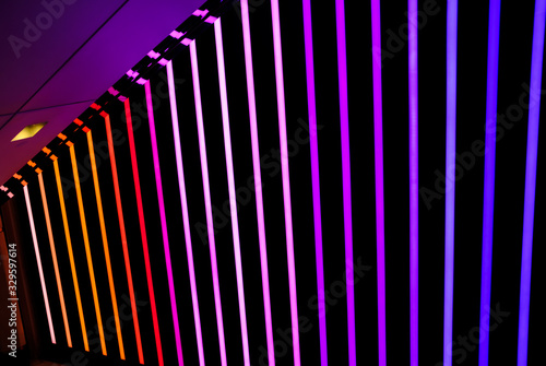 LED illuminated rainbow colored tunnel closeup