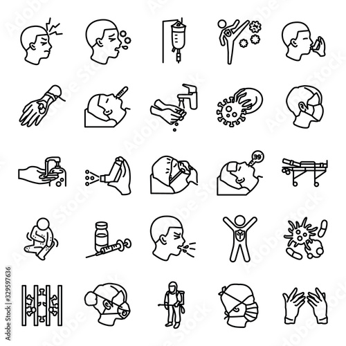 Disease outlines vector icons
