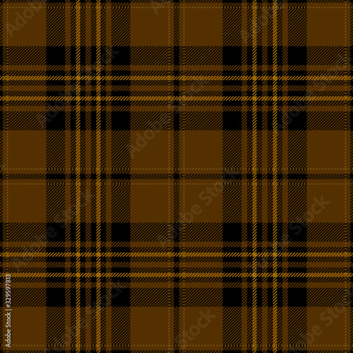 Gold and black tartan plaid design. Scottish textile pattern blend. 