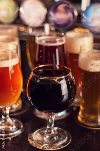 porter dark beer on wooden table