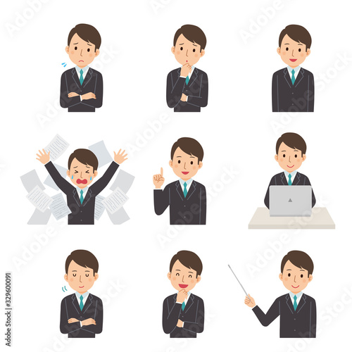 ビジネスマンの表情　イラスト　セット