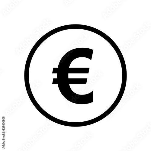 Euro coin monochrome black and white icon. Current currency symbol.