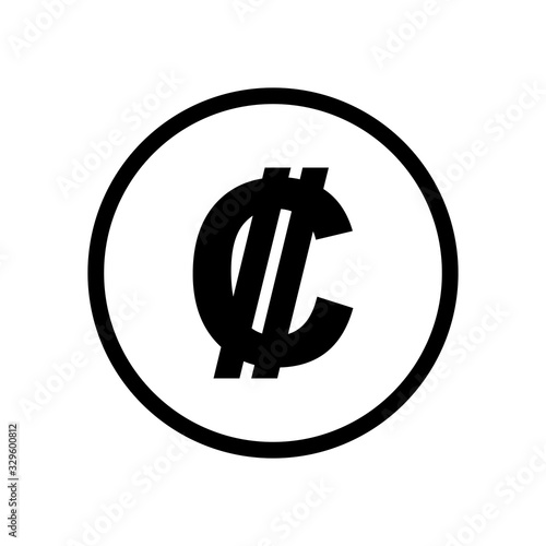 Costa Rican Colon coin monochrome black and white icon. Current currency symbol. photo