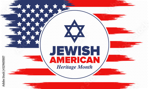 Jewish American Heritage Month. Celebrated annual in May. Jewish American contribution to the history United States. Star of David. Israel symbol. Poster, card, banner and background. Vector