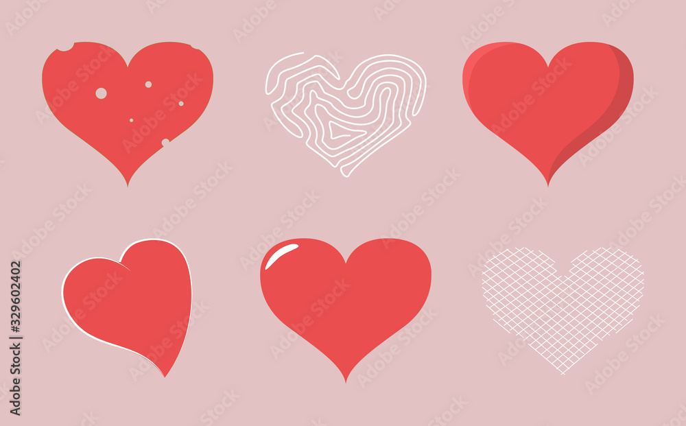 heart different set types vector illustration isolated