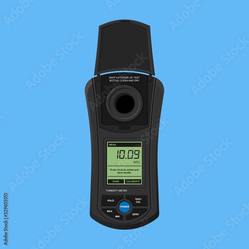 turbidity meter unit FNU NTU test tool lab water waste meter lake pure fluid river check verify liquid clean tester supply sample device cloudy control screen technology